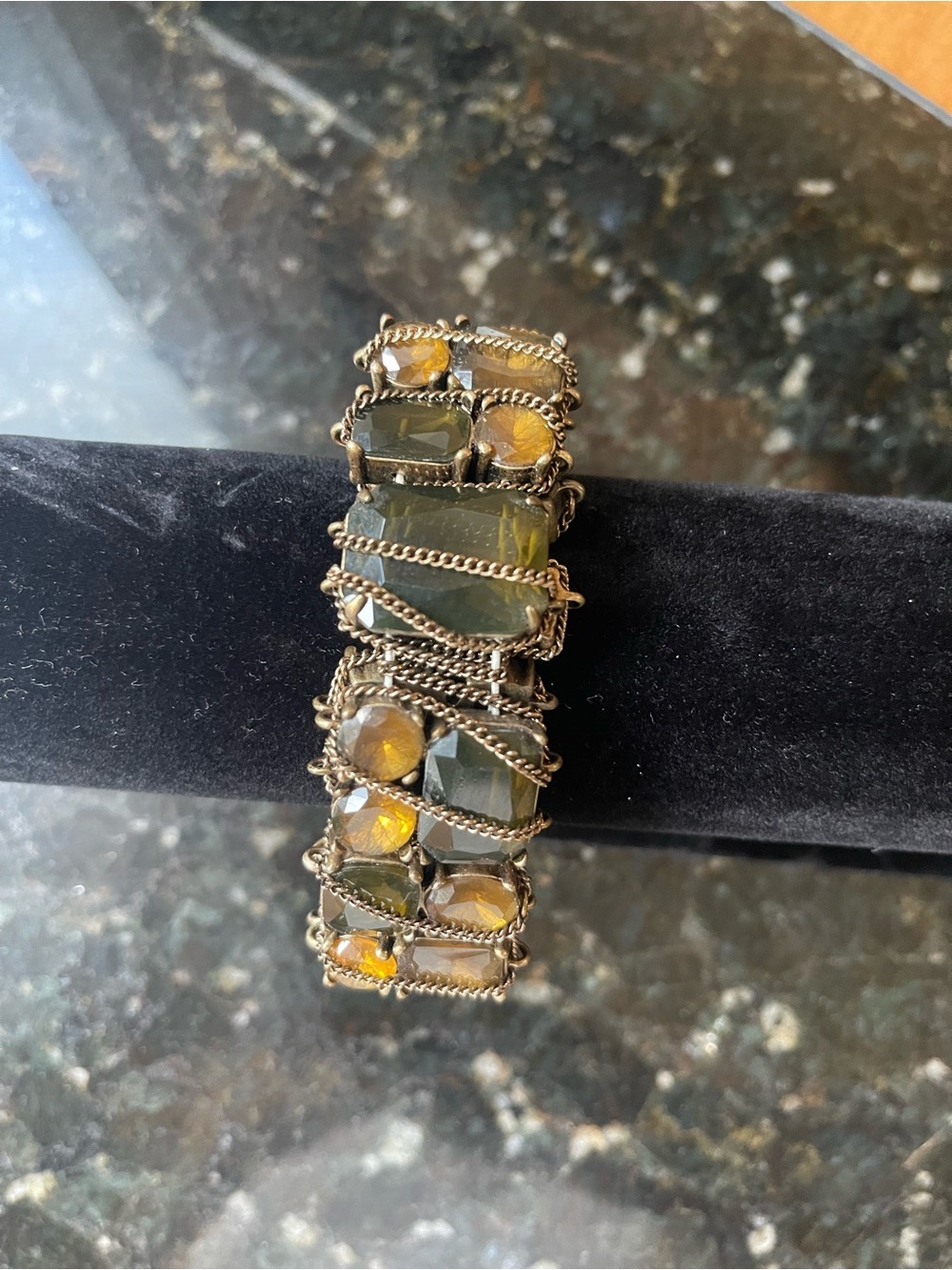 Stella & Dot Olive and Amber Faceted After The Tain Bracelet